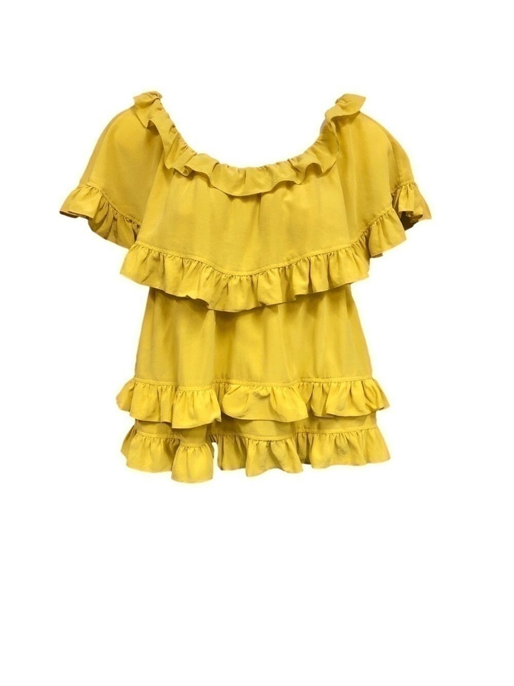 Tibi yellow ruffle silk blouse Size 10 luxurious breathable